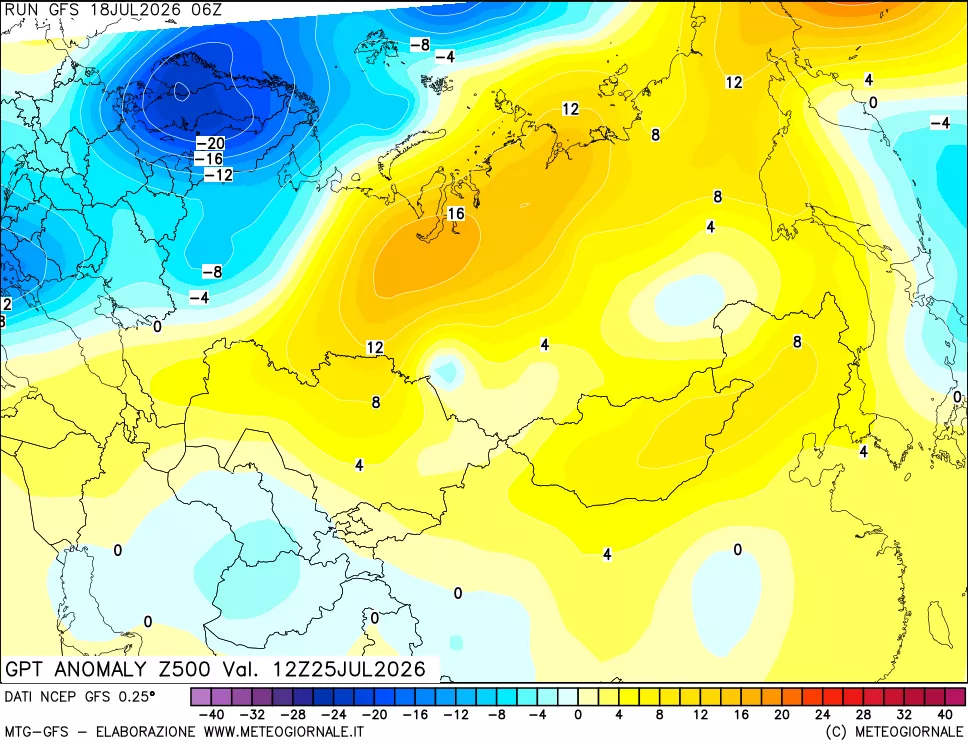 mappa 500 hPa GPT Anomaly vs Cli.No 1981-2010