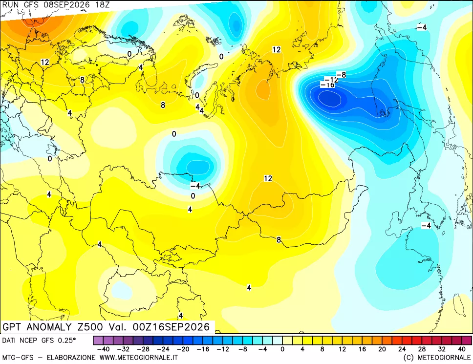 mappa 500 hPa GPT Anomaly vs Cli.No 1981-2010