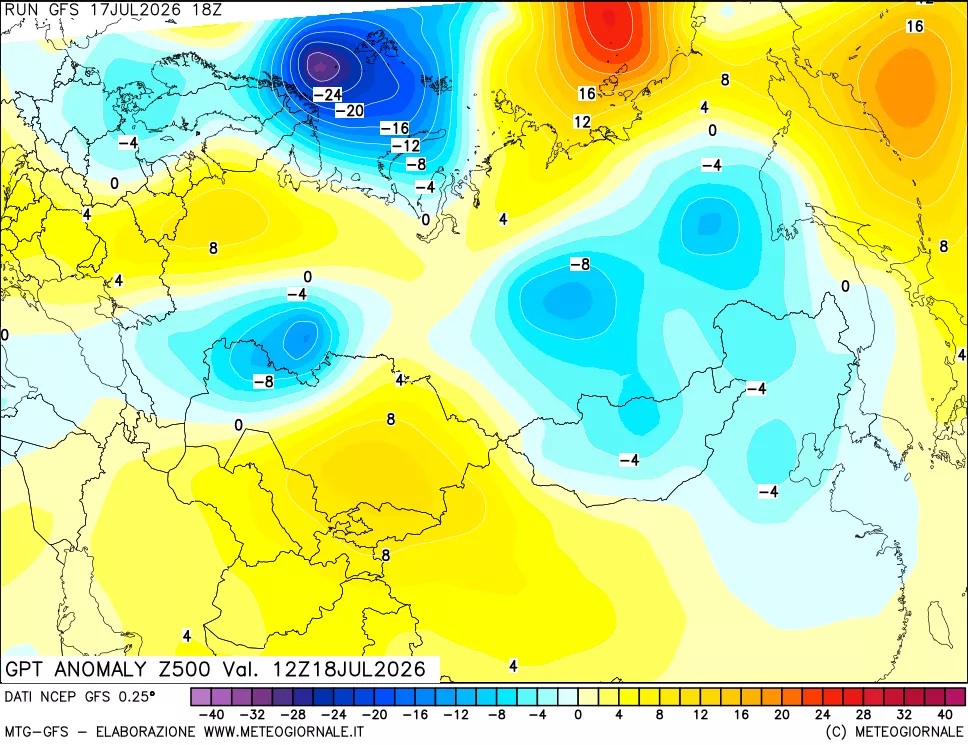 mappa 500 hPa GPT Anomaly vs Cli.No 1981-2010
