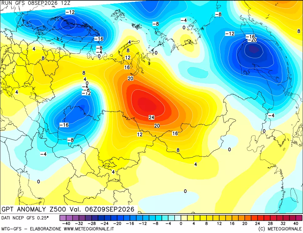 mappa 500 hPa GPT Anomaly vs Cli.No 1981-2010