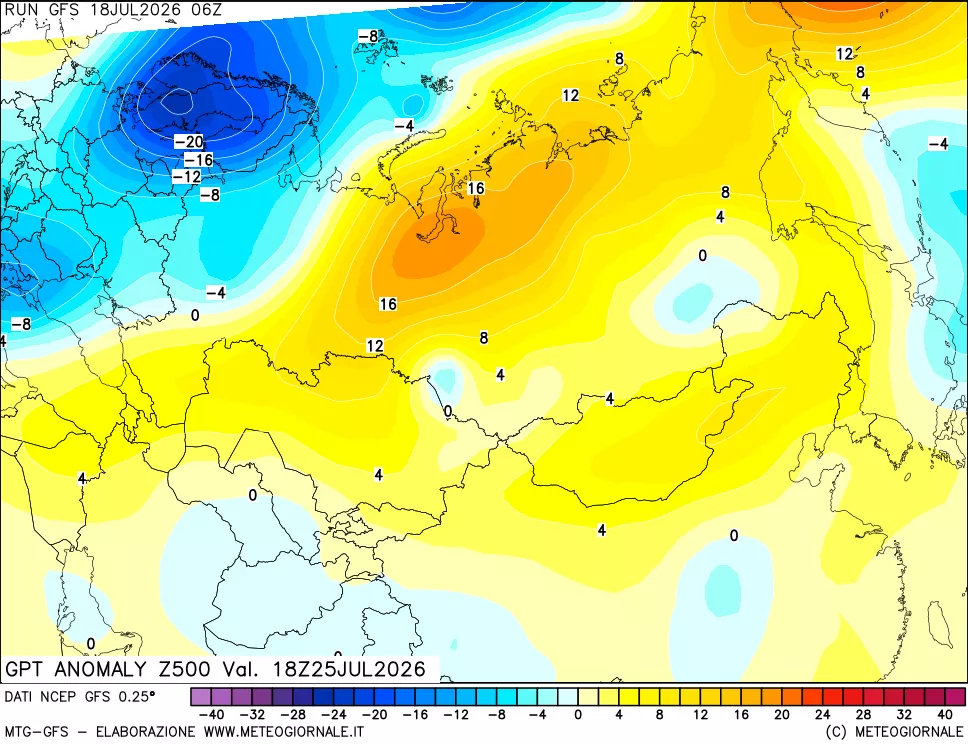 mappa 500 hPa GPT Anomaly vs Cli.No 1981-2010