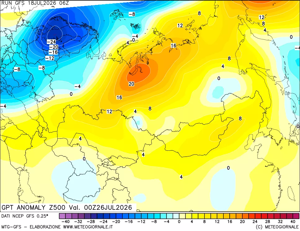 mappa 500 hPa GPT Anomaly vs Cli.No 1981-2010