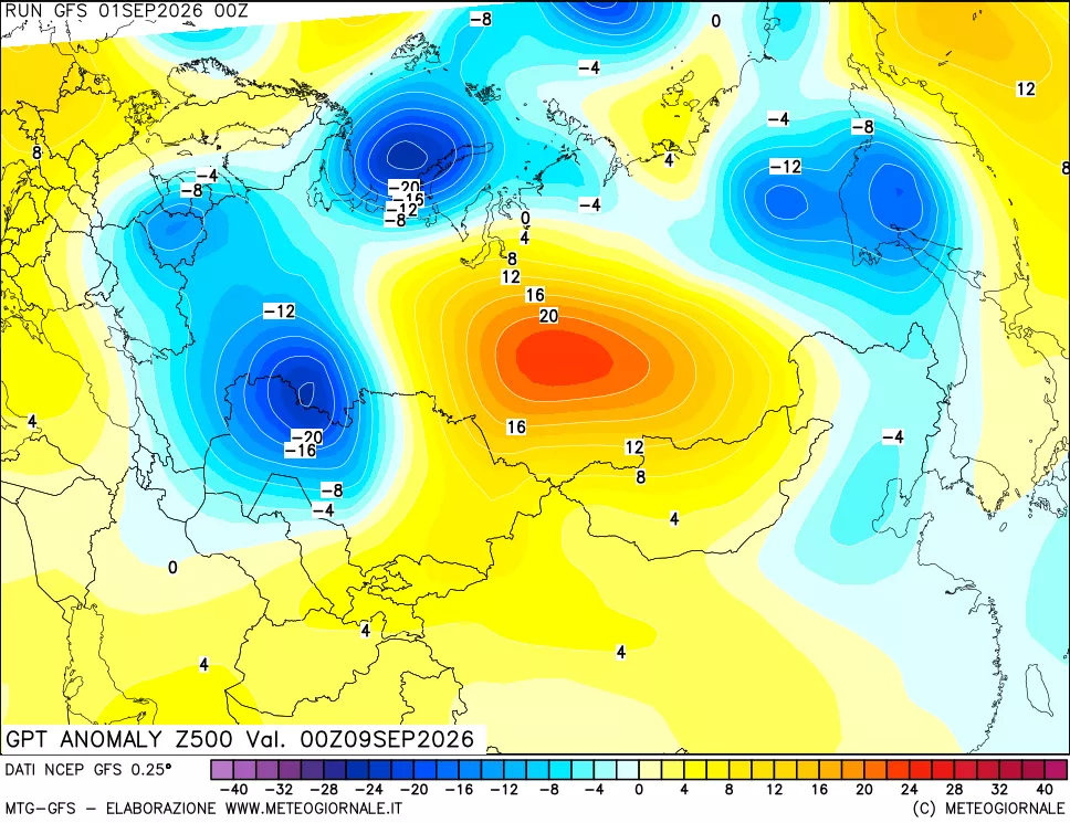 mappa 500 hPa GPT Anomaly vs Cli.No 1981-2010