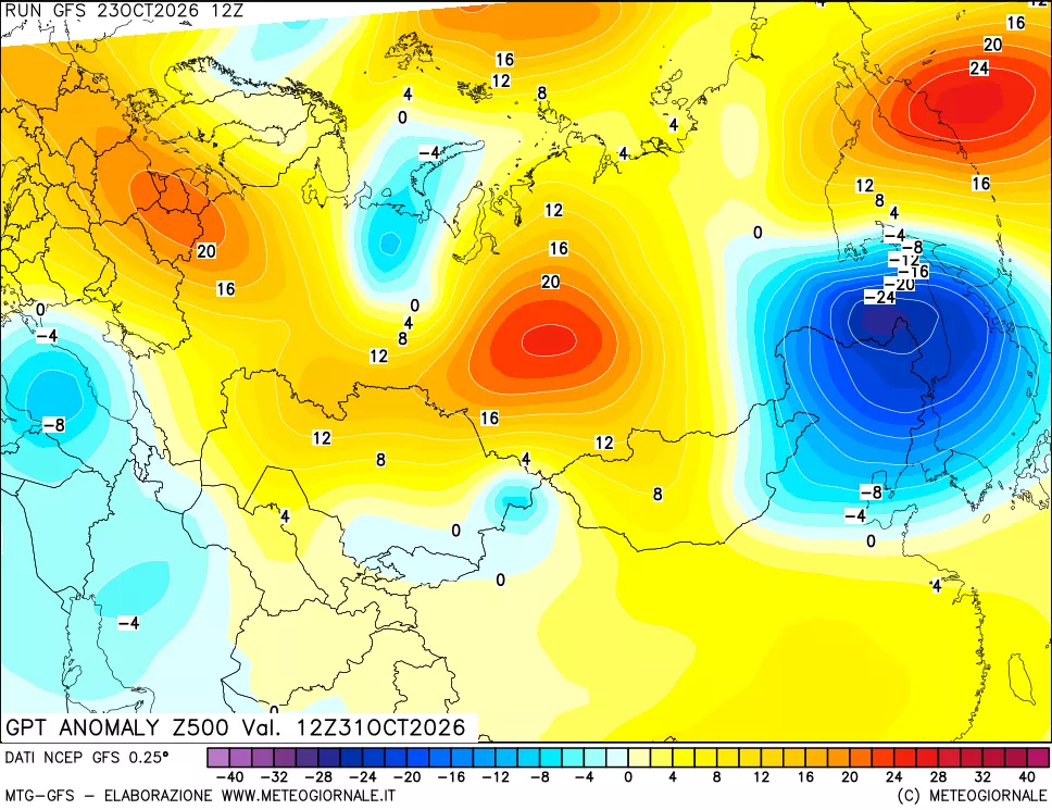 mappa 500 hPa GPT Anomaly vs Cli.No 1981-2010