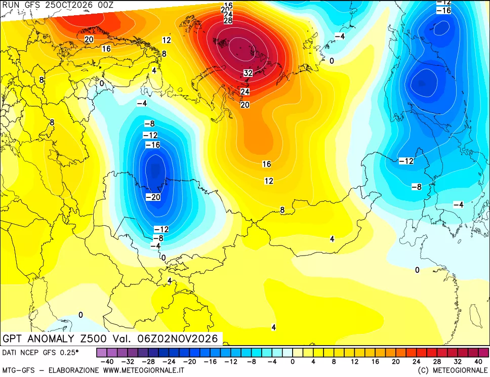 mappa 500 hPa GPT Anomaly vs Cli.No 1981-2010