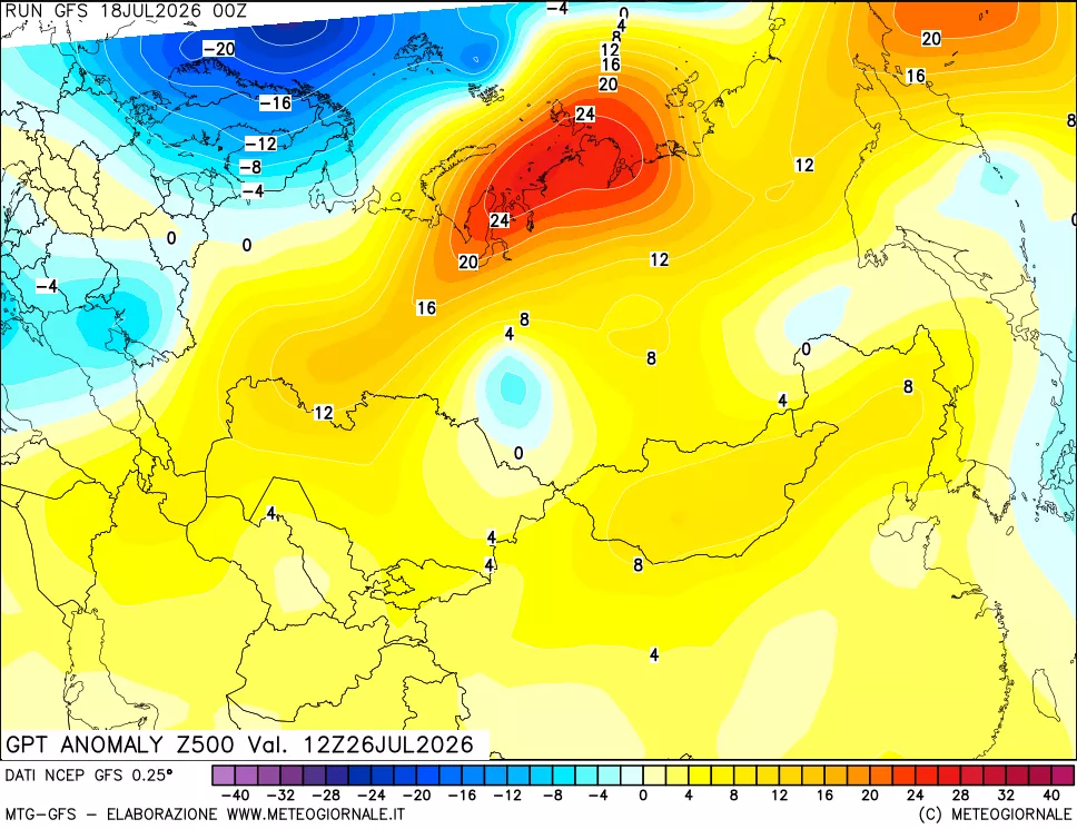 mappa 500 hPa GPT Anomaly vs Cli.No 1981-2010