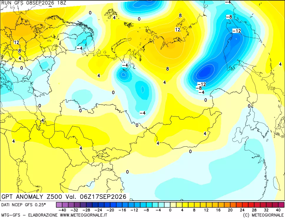 mappa 500 hPa GPT Anomaly vs Cli.No 1981-2010