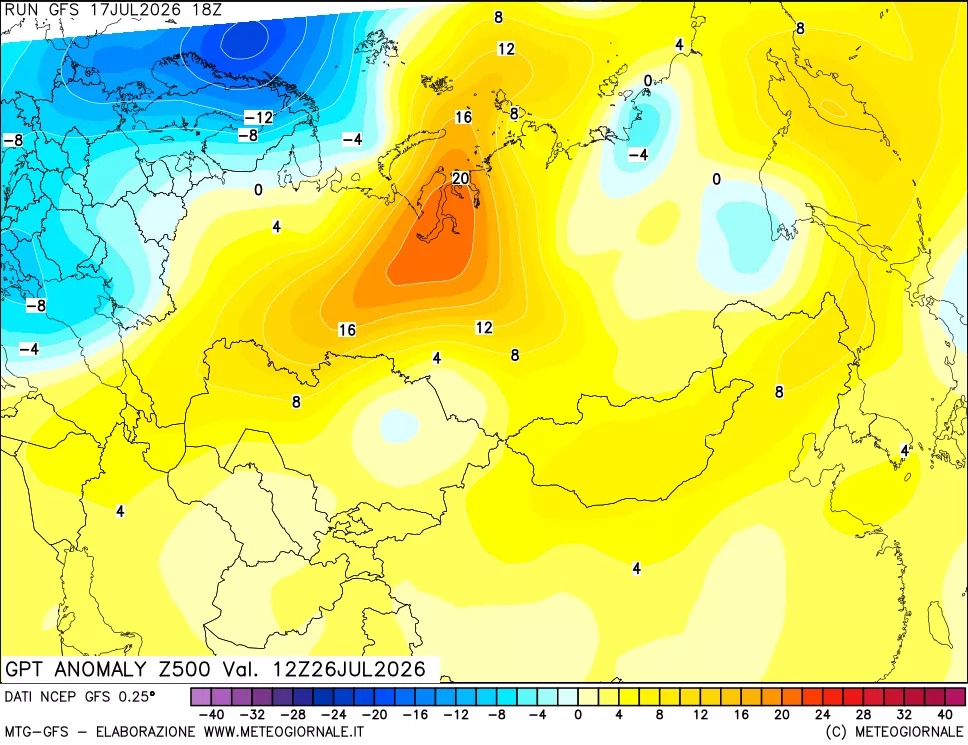 mappa 500 hPa GPT Anomaly vs Cli.No 1981-2010