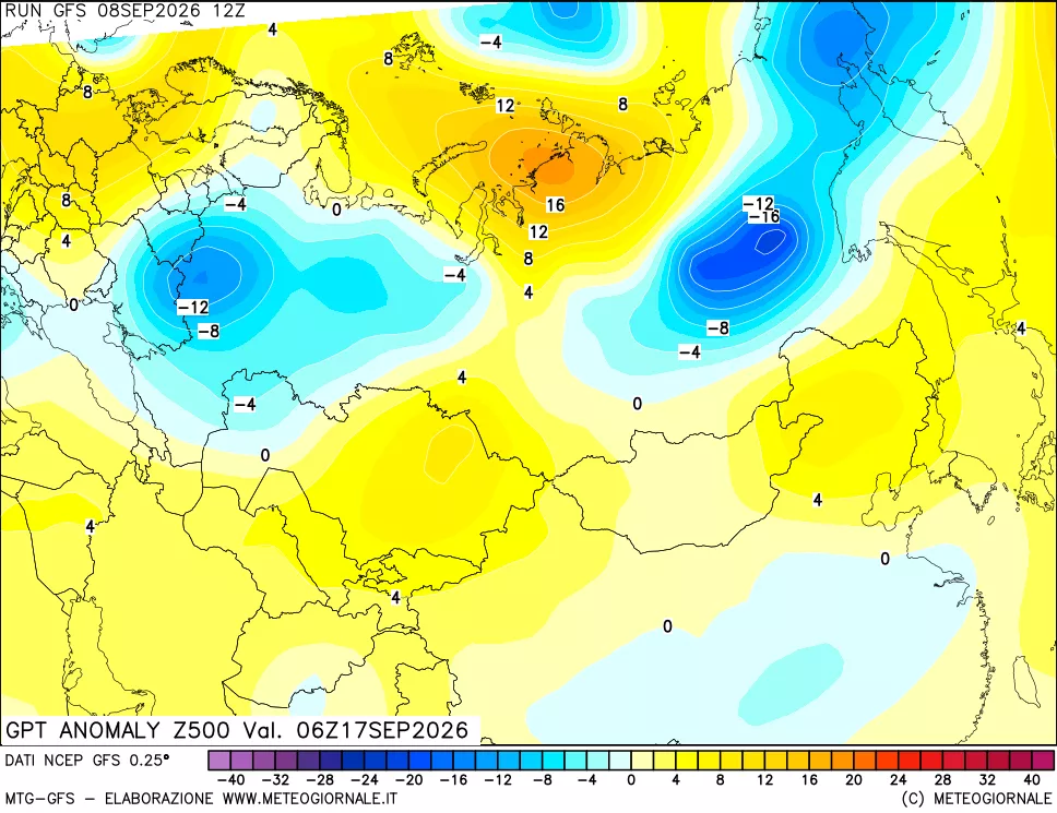 mappa 500 hPa GPT Anomaly vs Cli.No 1981-2010