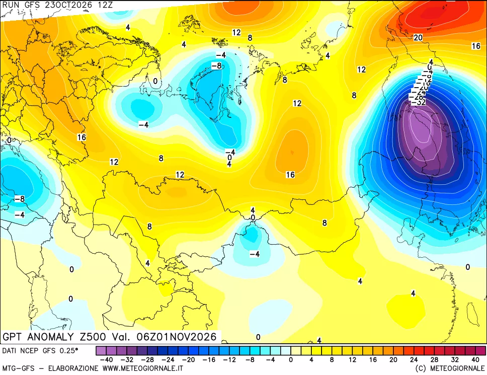mappa 500 hPa GPT Anomaly vs Cli.No 1981-2010