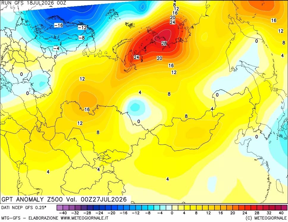 mappa 500 hPa GPT Anomaly vs Cli.No 1981-2010