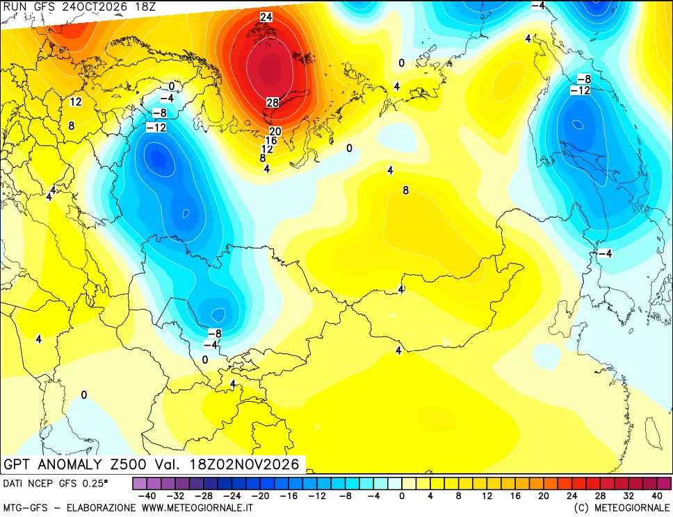mappa 500 hPa GPT Anomaly vs Cli.No 1981-2010