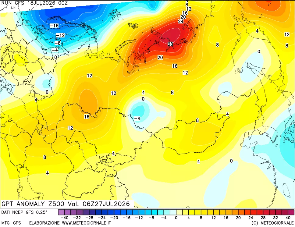 mappa 500 hPa GPT Anomaly vs Cli.No 1981-2010