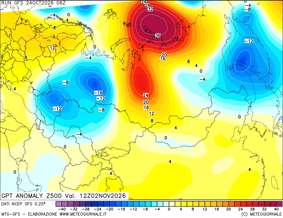 mappa 500 hPa GPT Anomaly vs Cli.No 1981-2010