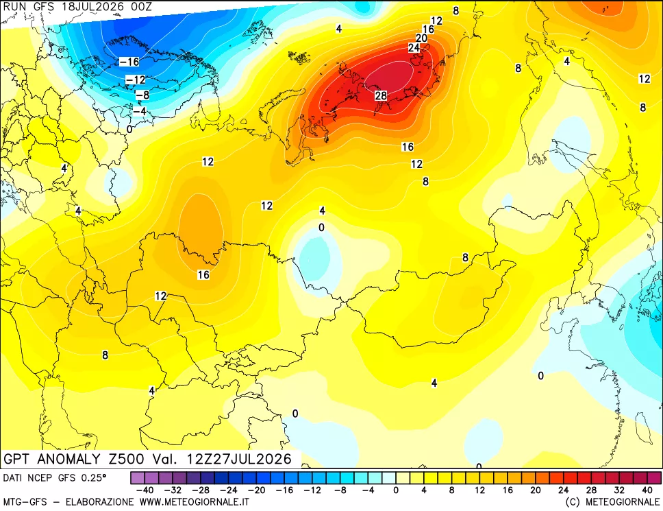 mappa 500 hPa GPT Anomaly vs Cli.No 1981-2010