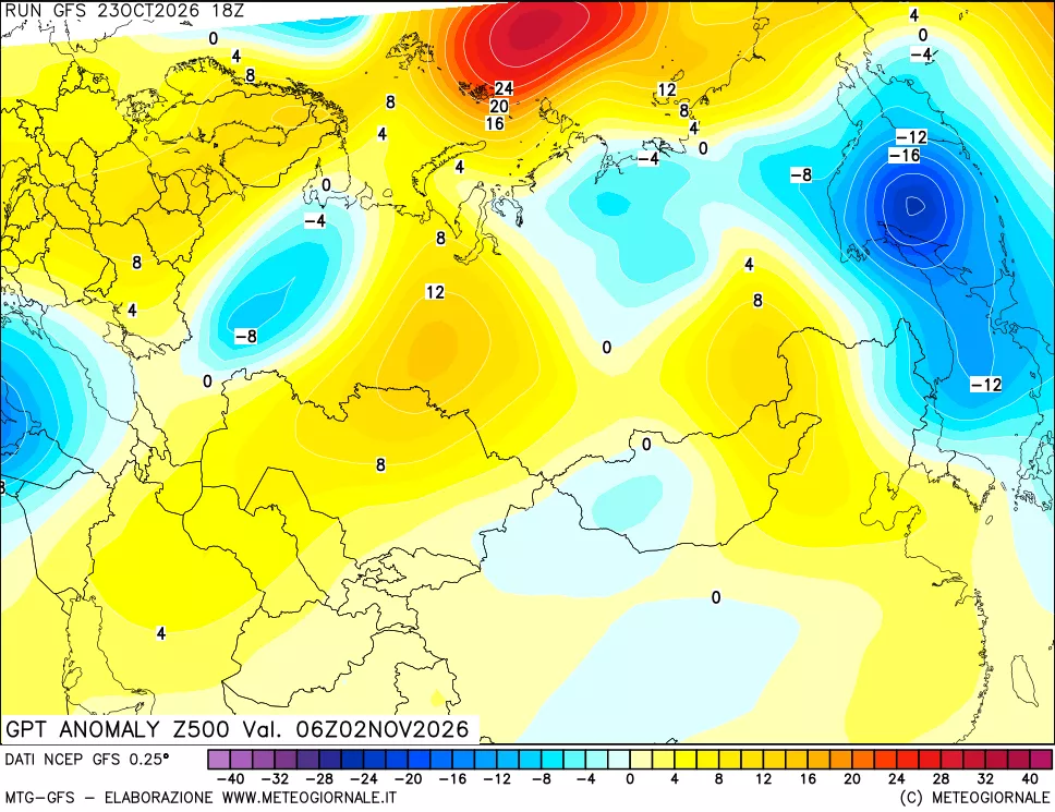mappa 500 hPa GPT Anomaly vs Cli.No 1981-2010