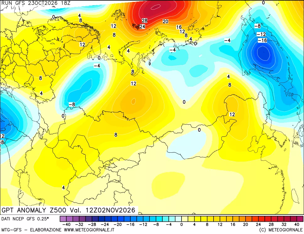 mappa 500 hPa GPT Anomaly vs Cli.No 1981-2010