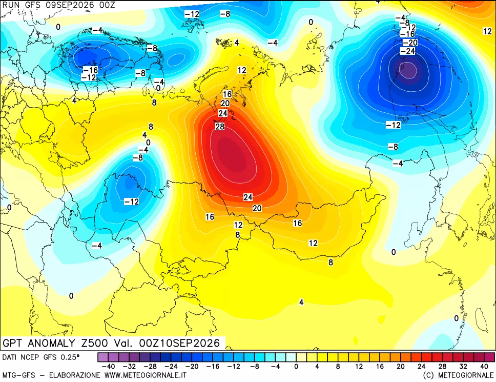 mappa 500 hPa GPT Anomaly vs Cli.No 1981-2010
