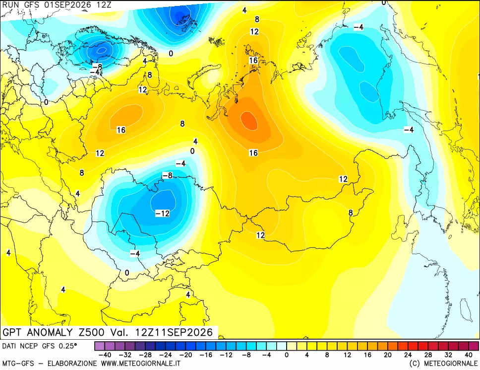 mappa 500 hPa GPT Anomaly vs Cli.No 1981-2010