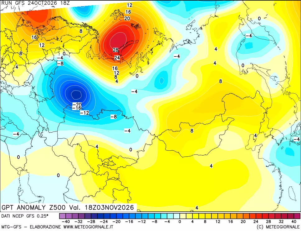 mappa 500 hPa GPT Anomaly vs Cli.No 1981-2010