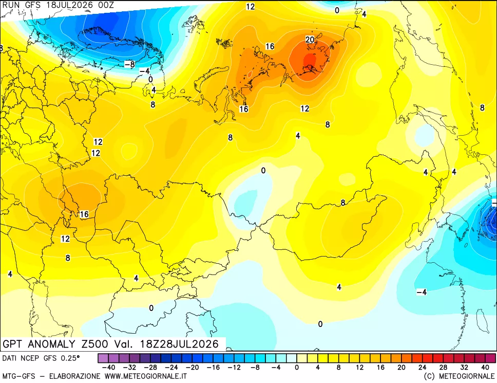 mappa 500 hPa GPT Anomaly vs Cli.No 1981-2010