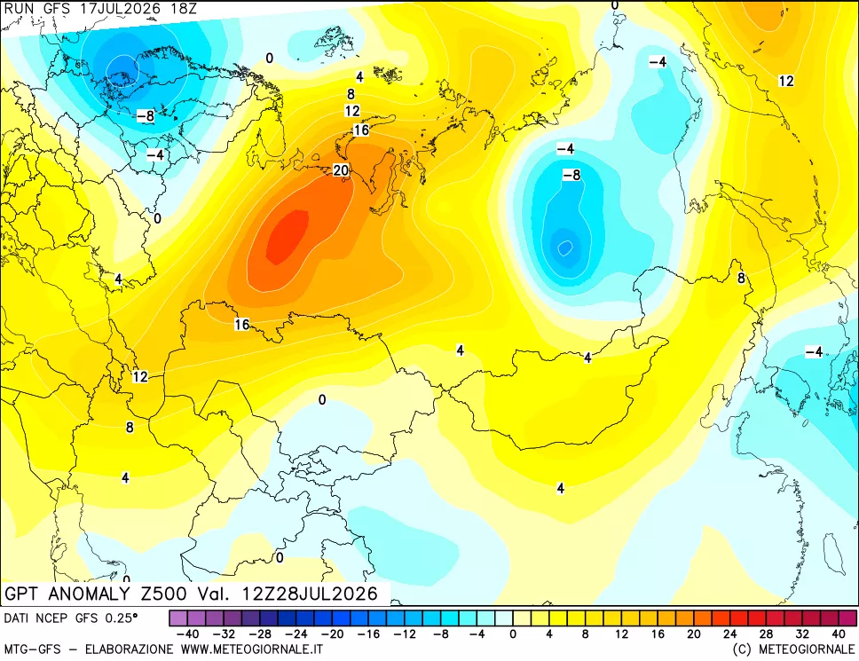 mappa 500 hPa GPT Anomaly vs Cli.No 1981-2010