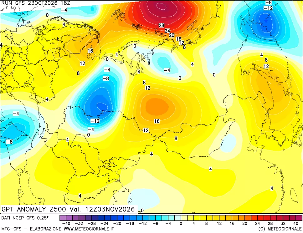 mappa 500 hPa GPT Anomaly vs Cli.No 1981-2010