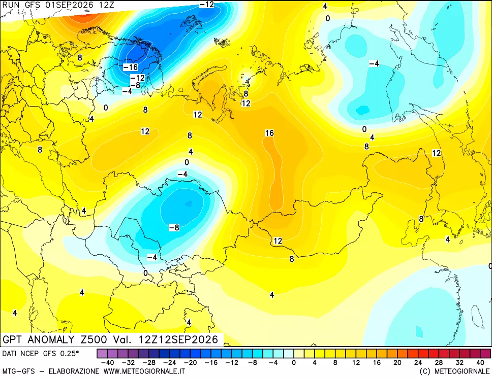 mappa 500 hPa GPT Anomaly vs Cli.No 1981-2010