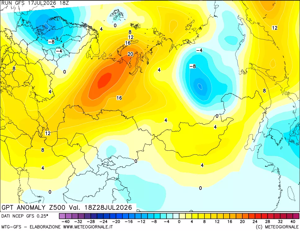 mappa 500 hPa GPT Anomaly vs Cli.No 1981-2010