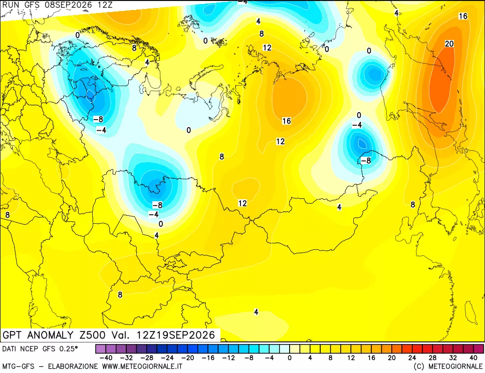mappa 500 hPa GPT Anomaly vs Cli.No 1981-2010