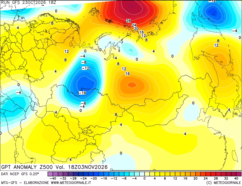 mappa 500 hPa GPT Anomaly vs Cli.No 1981-2010
