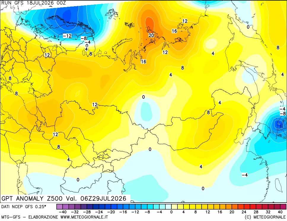 mappa 500 hPa GPT Anomaly vs Cli.No 1981-2010