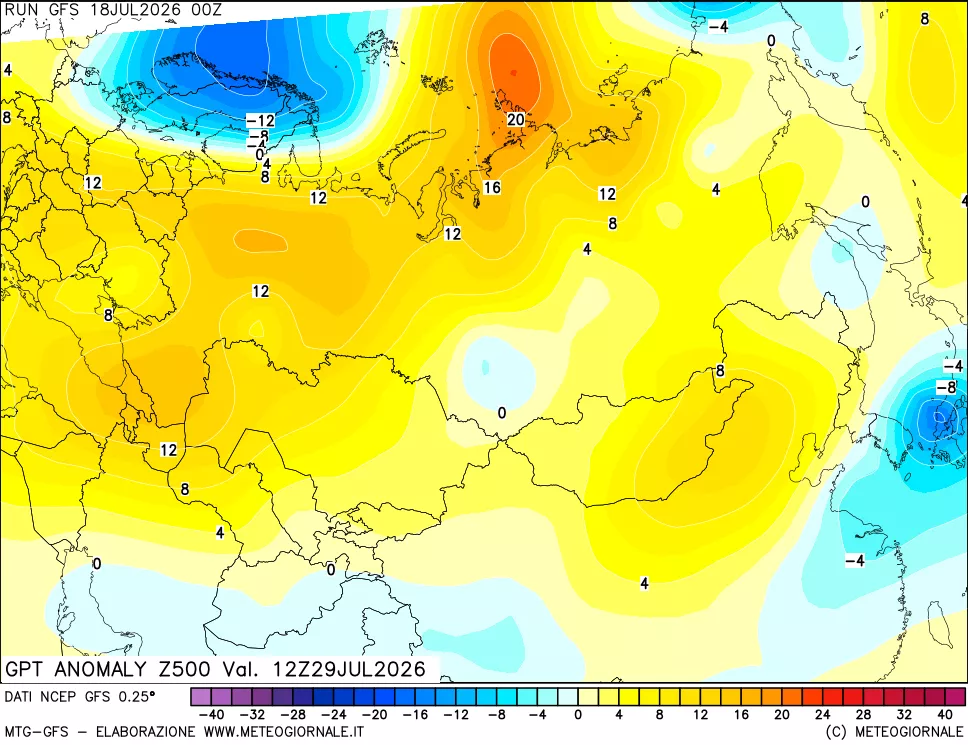mappa 500 hPa GPT Anomaly vs Cli.No 1981-2010