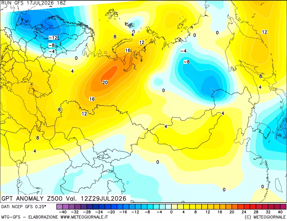 mappa 500 hPa GPT Anomaly vs Cli.No 1981-2010