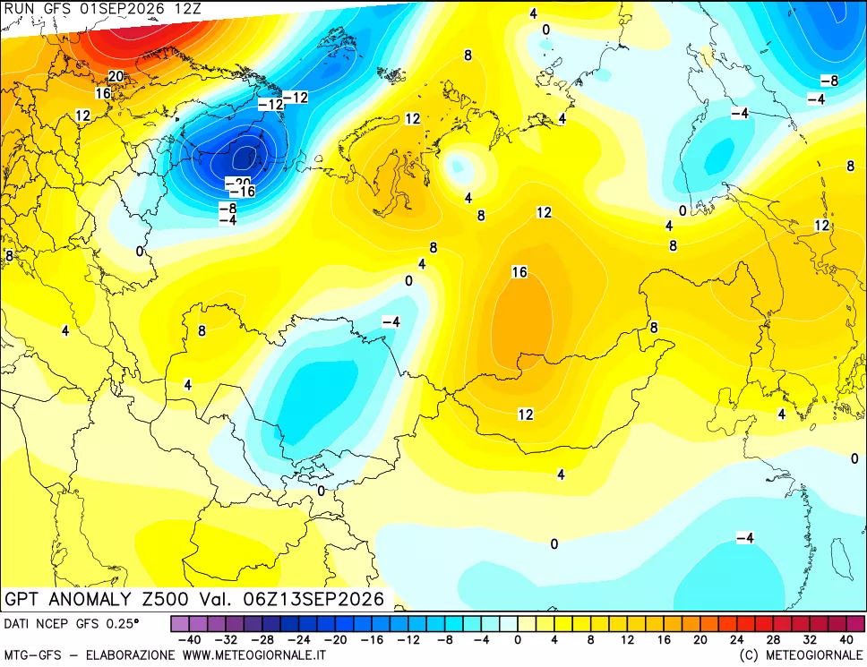 mappa 500 hPa GPT Anomaly vs Cli.No 1981-2010