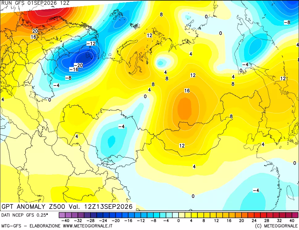 mappa 500 hPa GPT Anomaly vs Cli.No 1981-2010