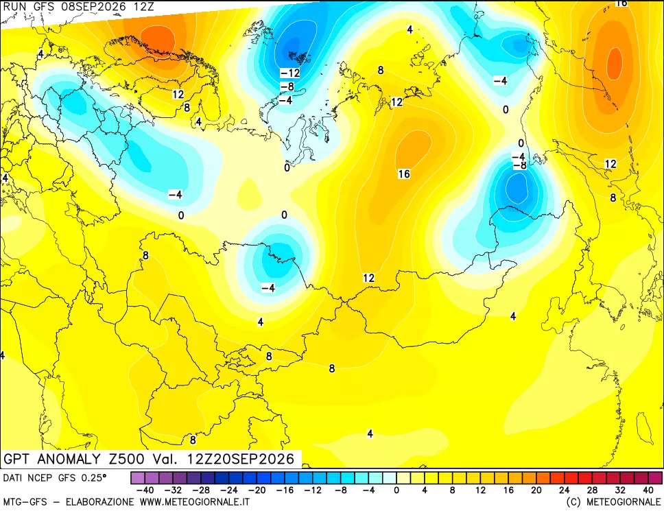 mappa 500 hPa GPT Anomaly vs Cli.No 1981-2010