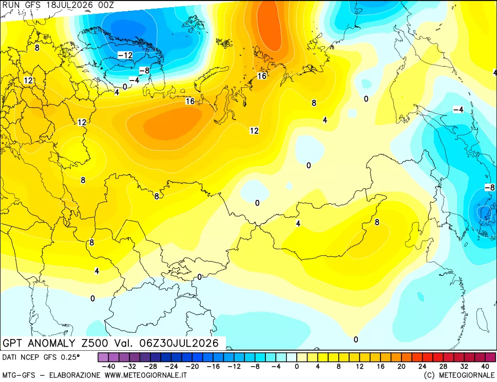 mappa 500 hPa GPT Anomaly vs Cli.No 1981-2010