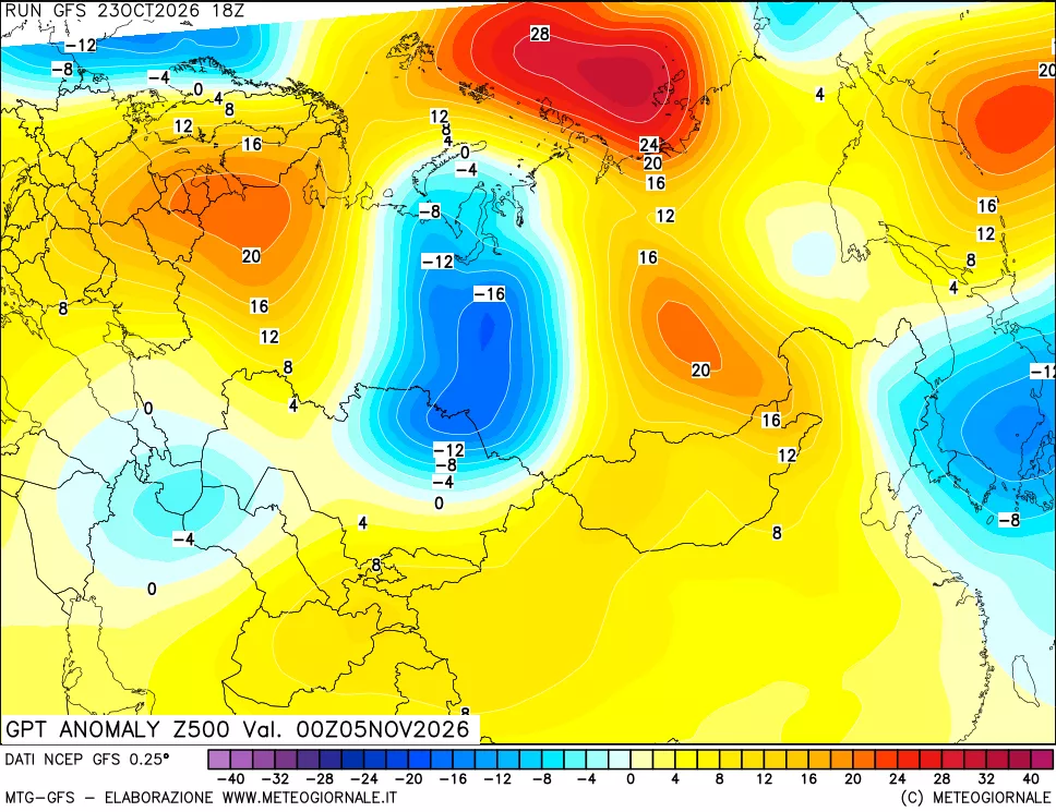 mappa 500 hPa GPT Anomaly vs Cli.No 1981-2010