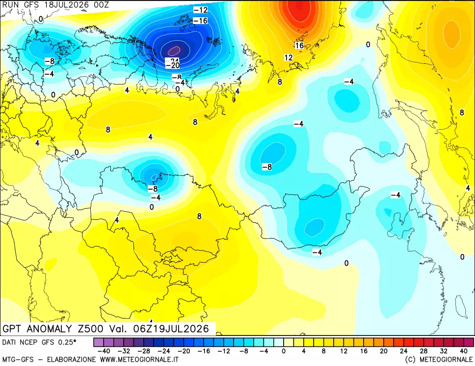 mappa 500 hPa GPT Anomaly vs Cli.No 1981-2010