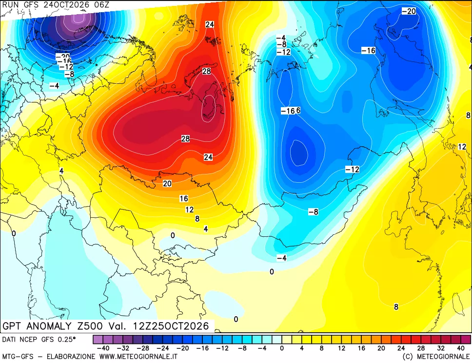 mappa 500 hPa GPT Anomaly vs Cli.No 1981-2010