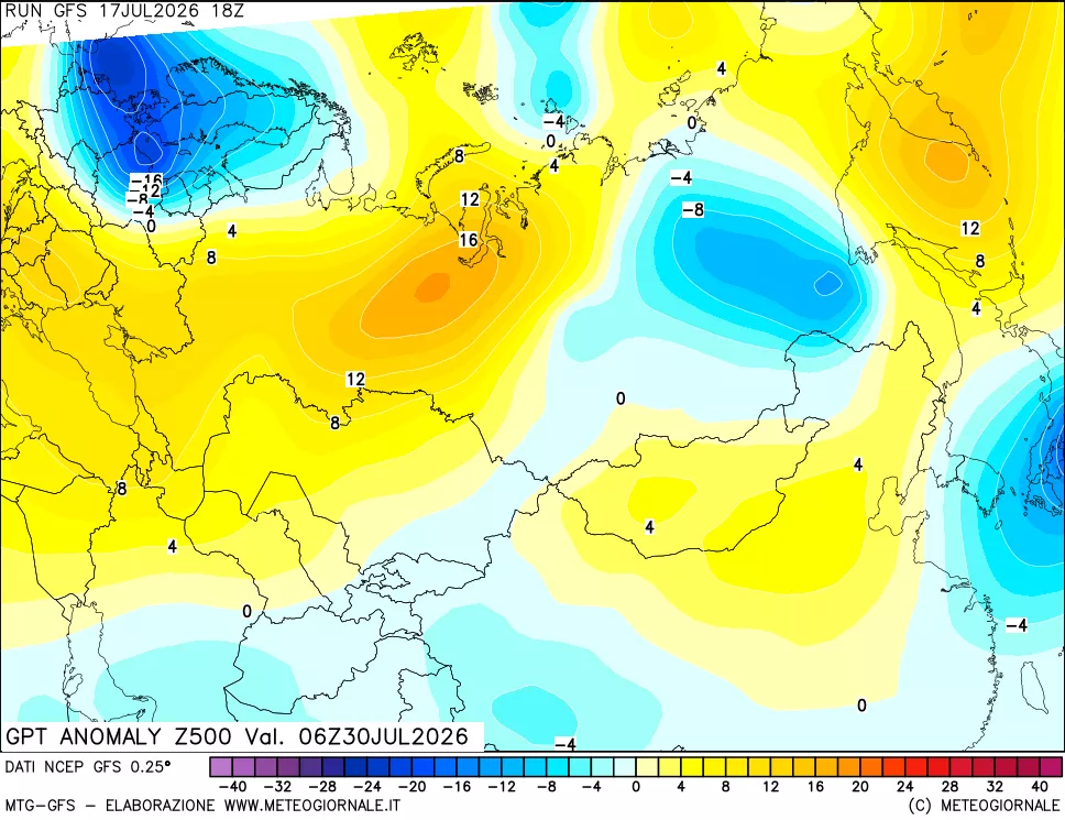 mappa 500 hPa GPT Anomaly vs Cli.No 1981-2010