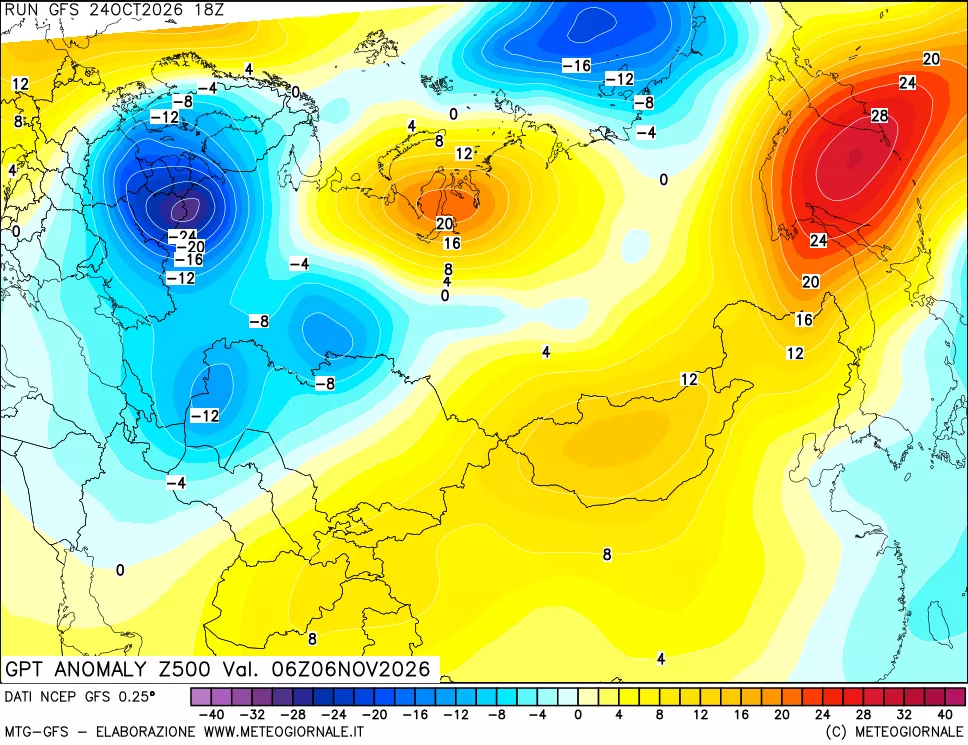 mappa 500 hPa GPT Anomaly vs Cli.No 1981-2010