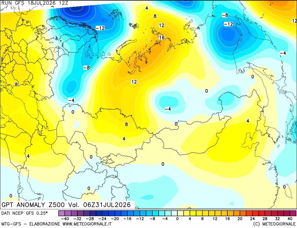 mappa 500 hPa GPT Anomaly vs Cli.No 1981-2010