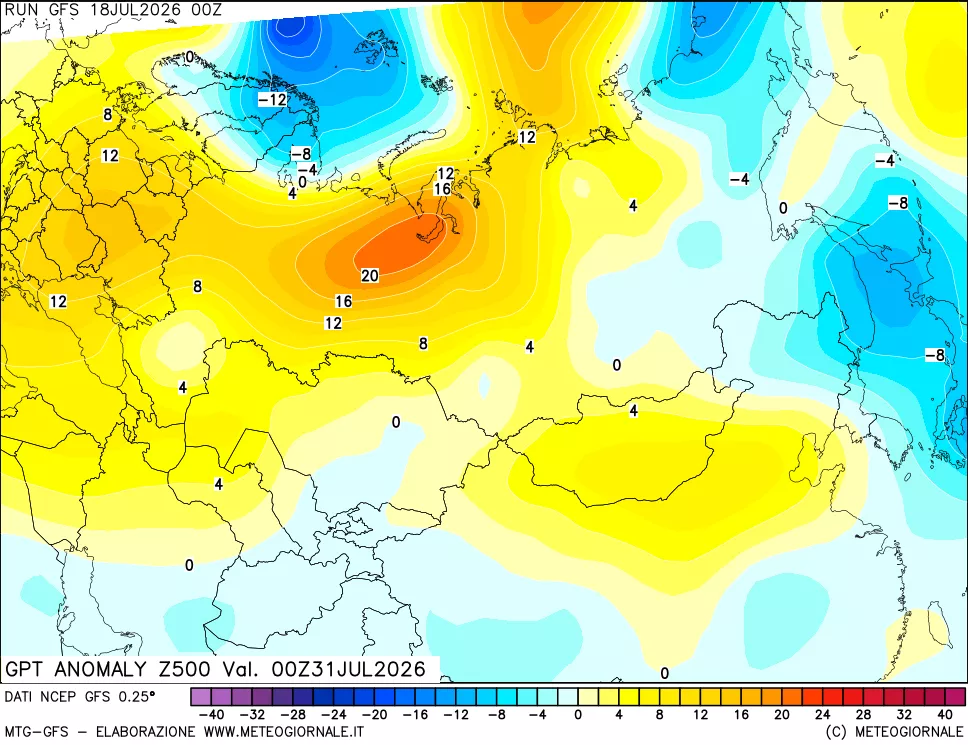 mappa 500 hPa GPT Anomaly vs Cli.No 1981-2010