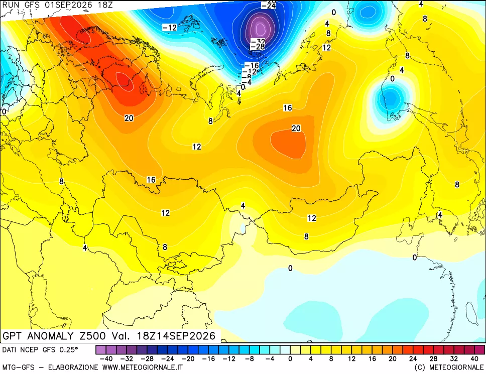 mappa 500 hPa GPT Anomaly vs Cli.No 1981-2010