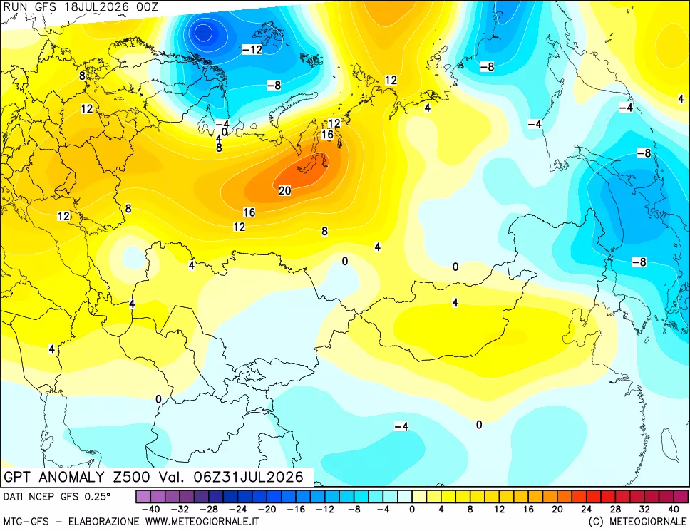 mappa 500 hPa GPT Anomaly vs Cli.No 1981-2010