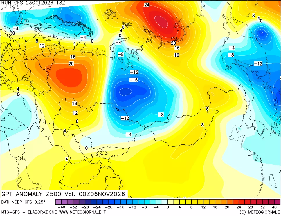 mappa 500 hPa GPT Anomaly vs Cli.No 1981-2010