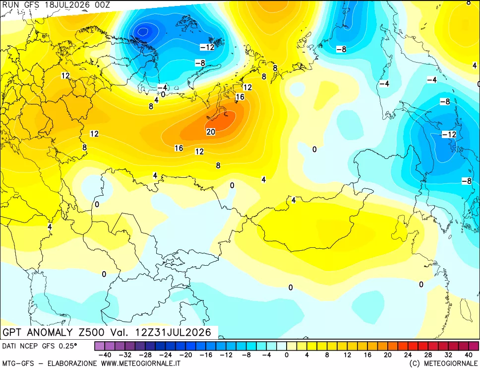 mappa 500 hPa GPT Anomaly vs Cli.No 1981-2010