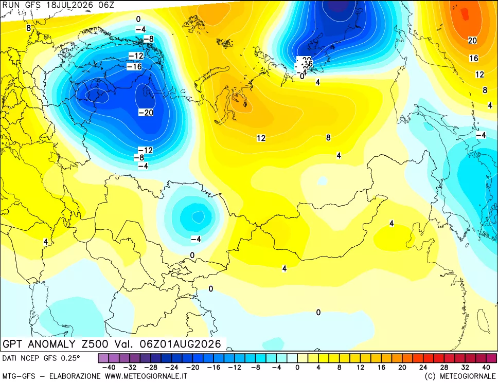 mappa 500 hPa GPT Anomaly vs Cli.No 1981-2010